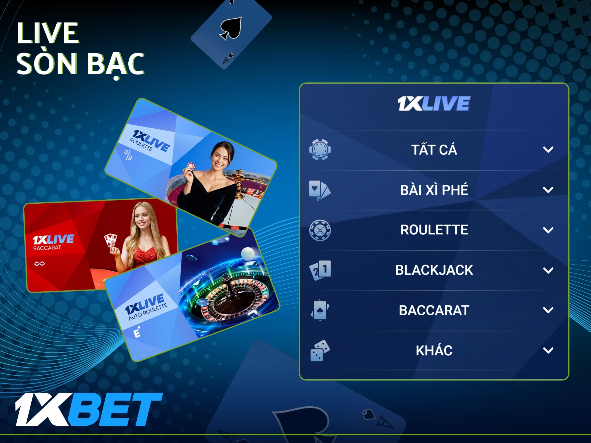Nền tảng 1xbet cho phép bạn chơi trực tiếp và giao tiếp với người chia bài.