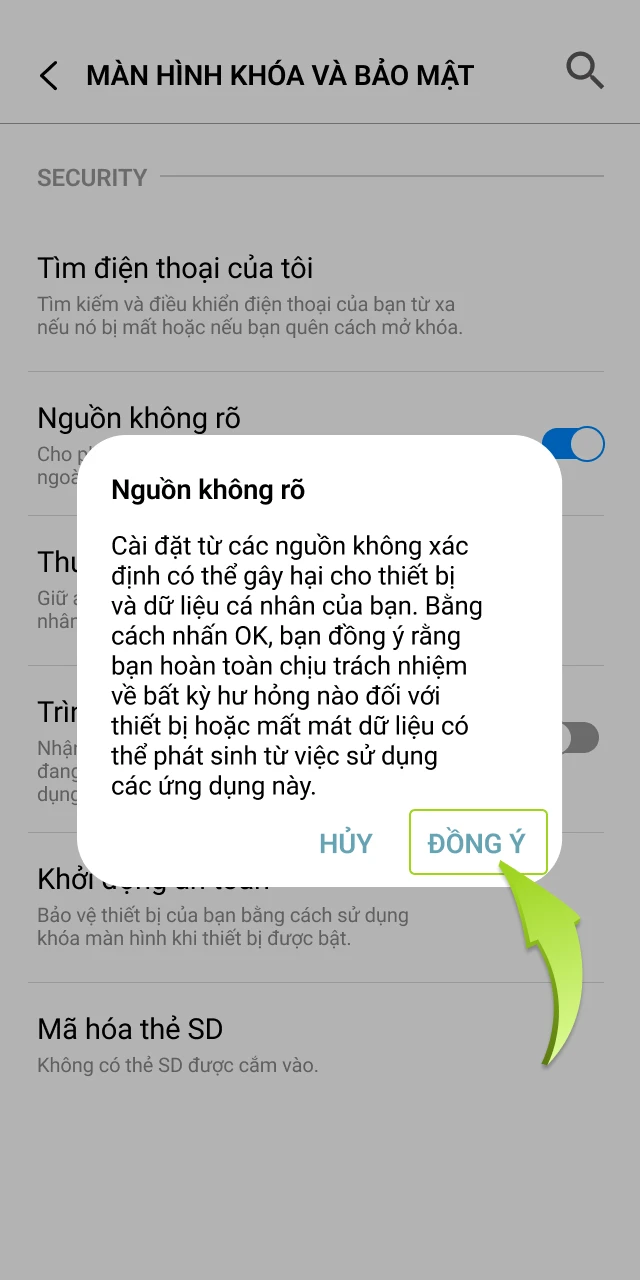 Trước khi cài đặt 1xbet, hãy cho phép cài đặt ứng dụng từ nguồn không xác định.