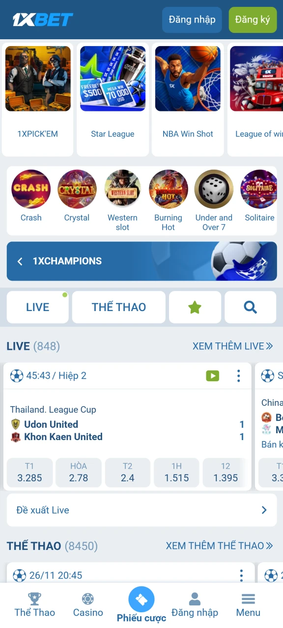 Khởi chạy ứng dụng 1xBet trên thiết bị của bạn.