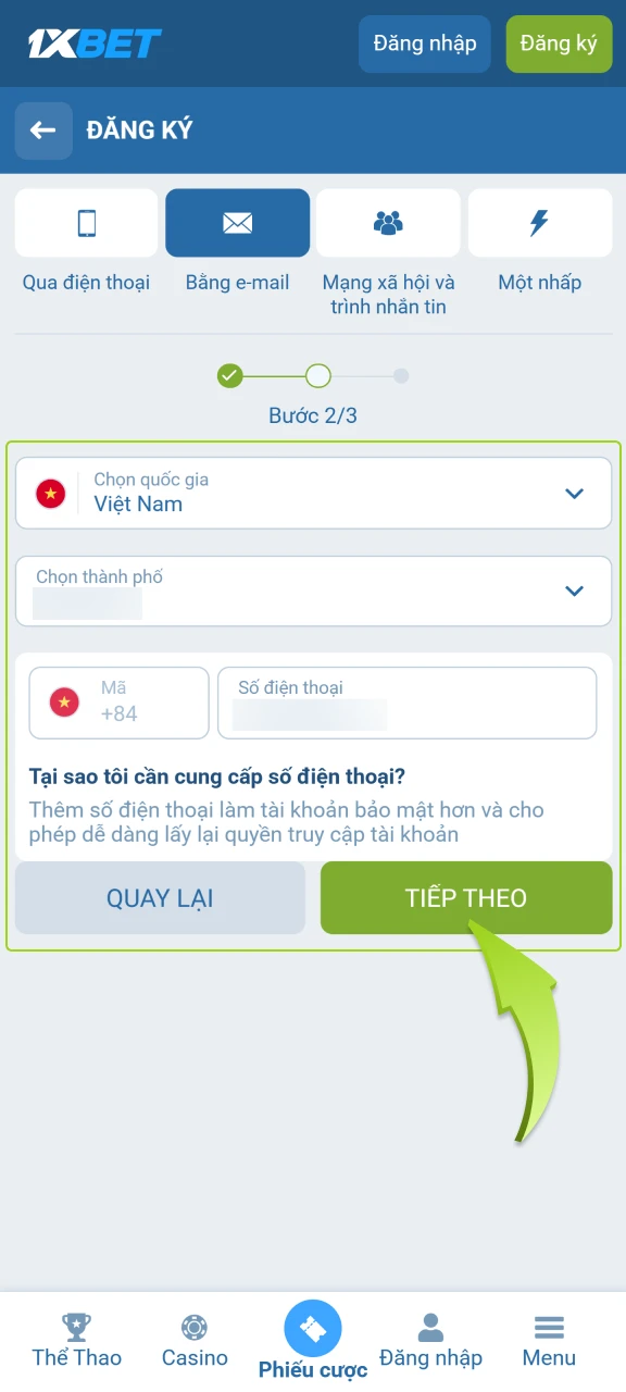 Nhấn nút Đăng ký để hoàn tất quá trình.