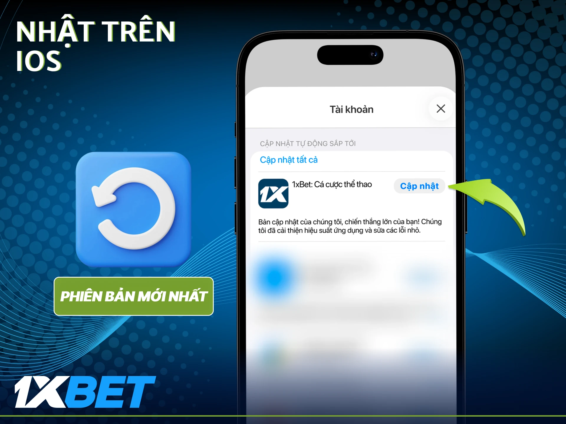 Mở App Store và vào menu tài khoản để cập nhật ứng dụng.