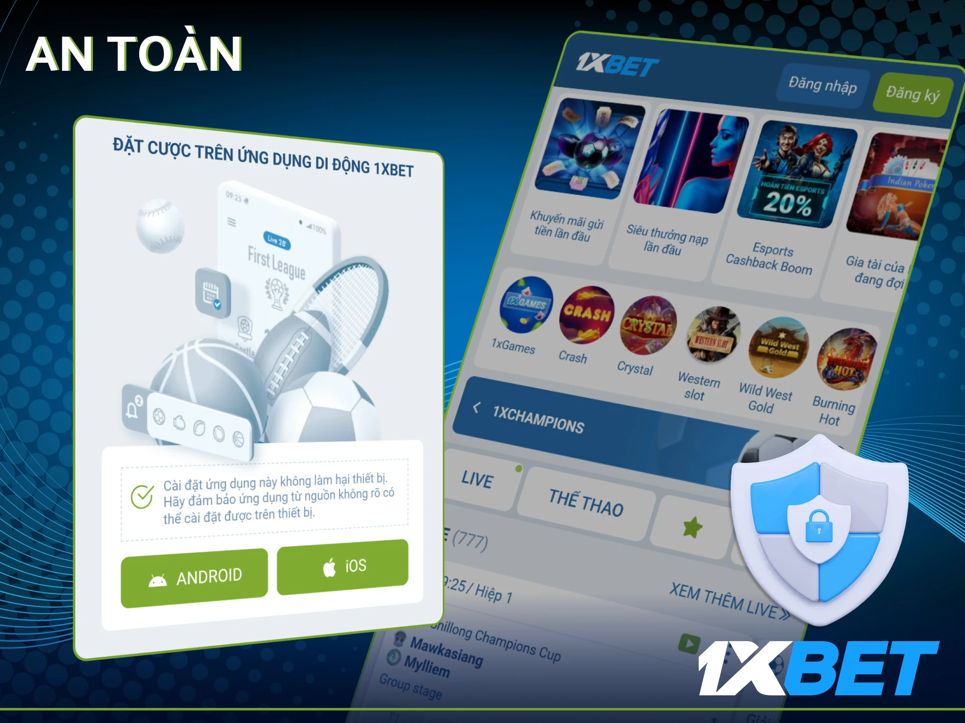 Ứng dụng 1xBet sử dụng công cụ đăng nhập an toàn và bảo vệ các hoạt động của bạn khi sử dụng ứng dụng.