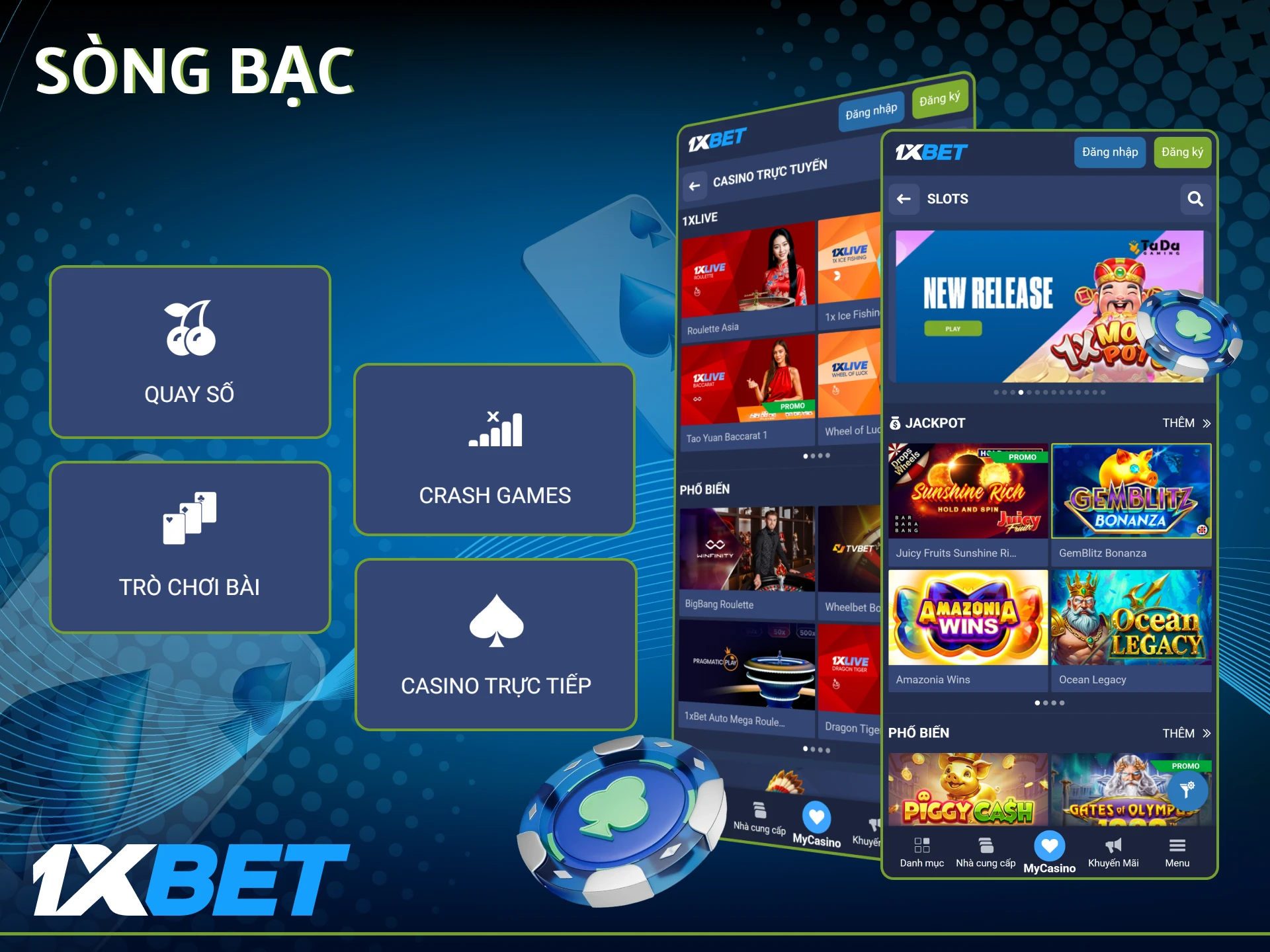 Ứng dụng 1xbet Casino mang đến cho bạn truy cập nhanh đến các trò chơi slot, bàn trực tiếp, trò chơi crash, jackpot và nhiều trò chơi arcade khác.