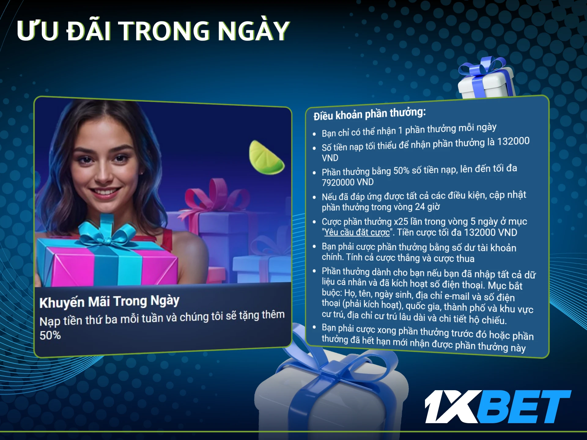 Bạn có thể tận dụng tiền thưởng hàng tuần của 1xBet.